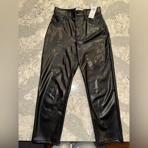 NWT Abercrombie & Fitch Black Vegan Leather Straight Leg Pants